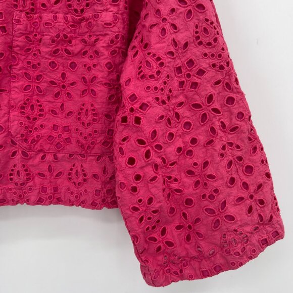 Just Bellina Pink Eyelet Embroidered Cropped Jacket Women’s Medium NWOT - Picture 4 of 11